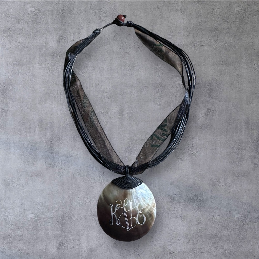 Monogrammed Shell Pendant Necklace Please read below👇